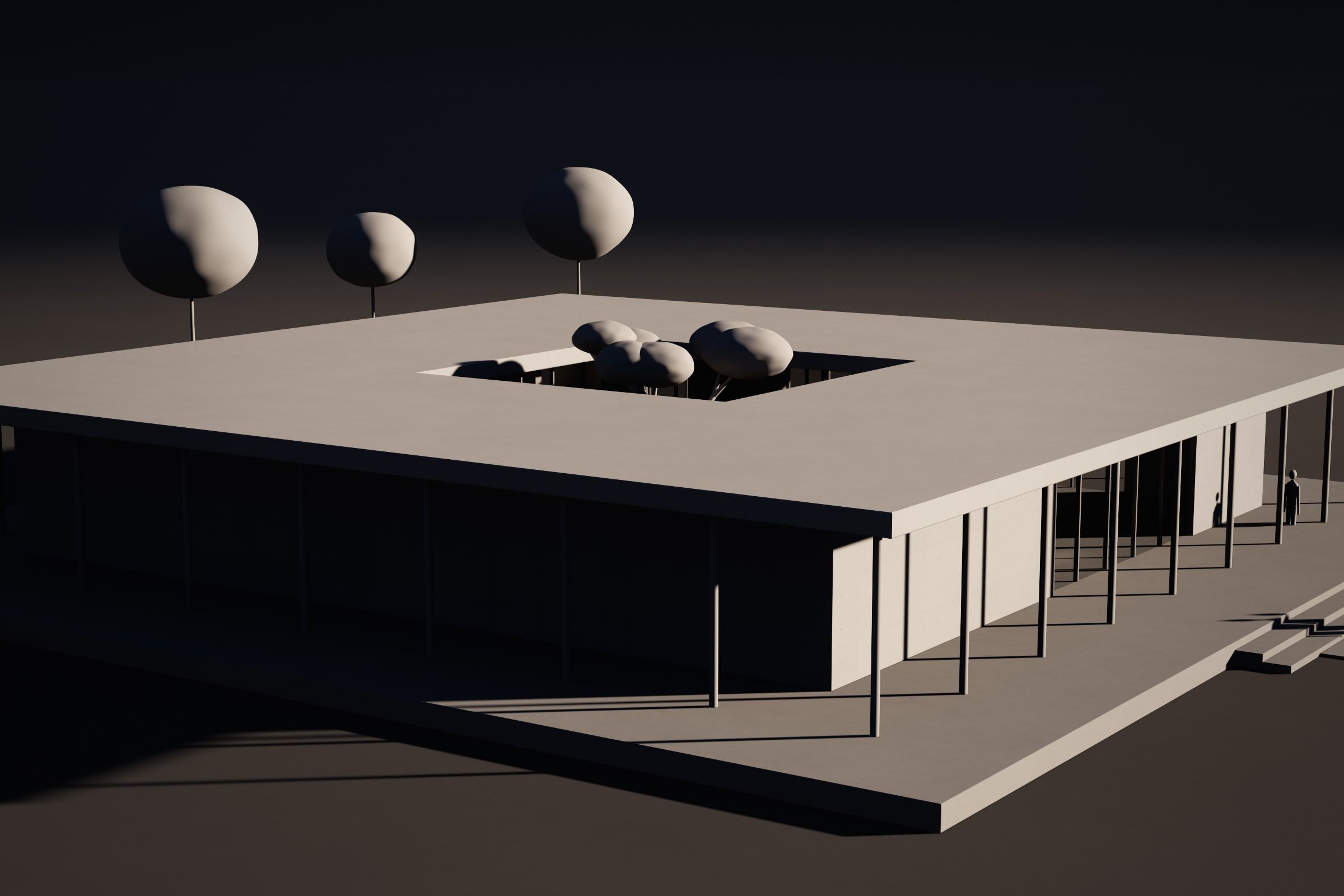 Model of a courtyard house seen from above